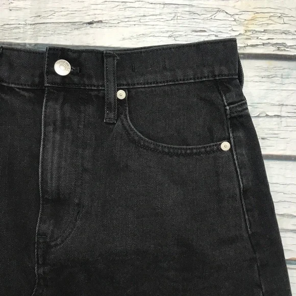 ⚡️SOLD⚡️Madewell Denim Mini Skirt Black Jean Cutoff Distressed Hem Women’s - Picture 10 of 16